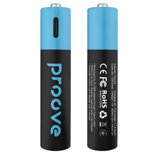 Proove Rechargeable batteries Compact Energy AAA black - بطاريات ريمونت قابلة لاعادة الشحن بمنفذ تايب سي من بروف اسود