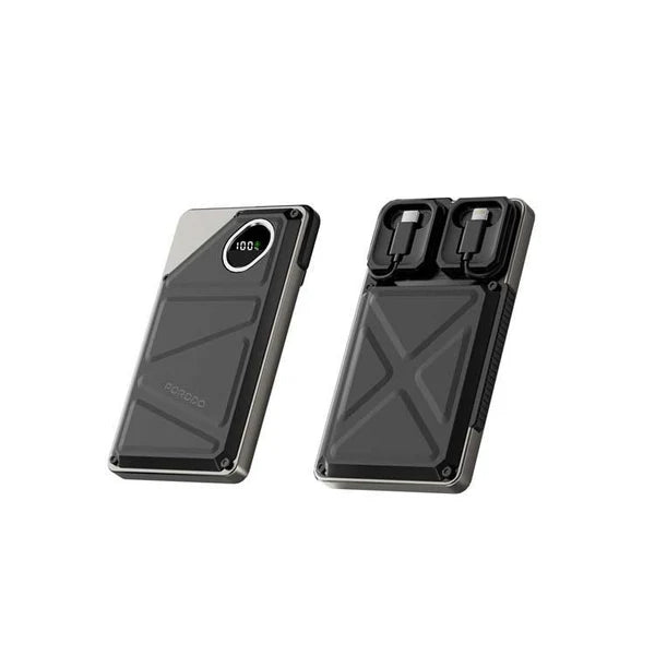 Porodo 10000mAh  Powerbank 2xType-C USB A and Type C and Digital Display BLACK - باوربنك 10000 ملي امبير 22.5 واط من بورودو