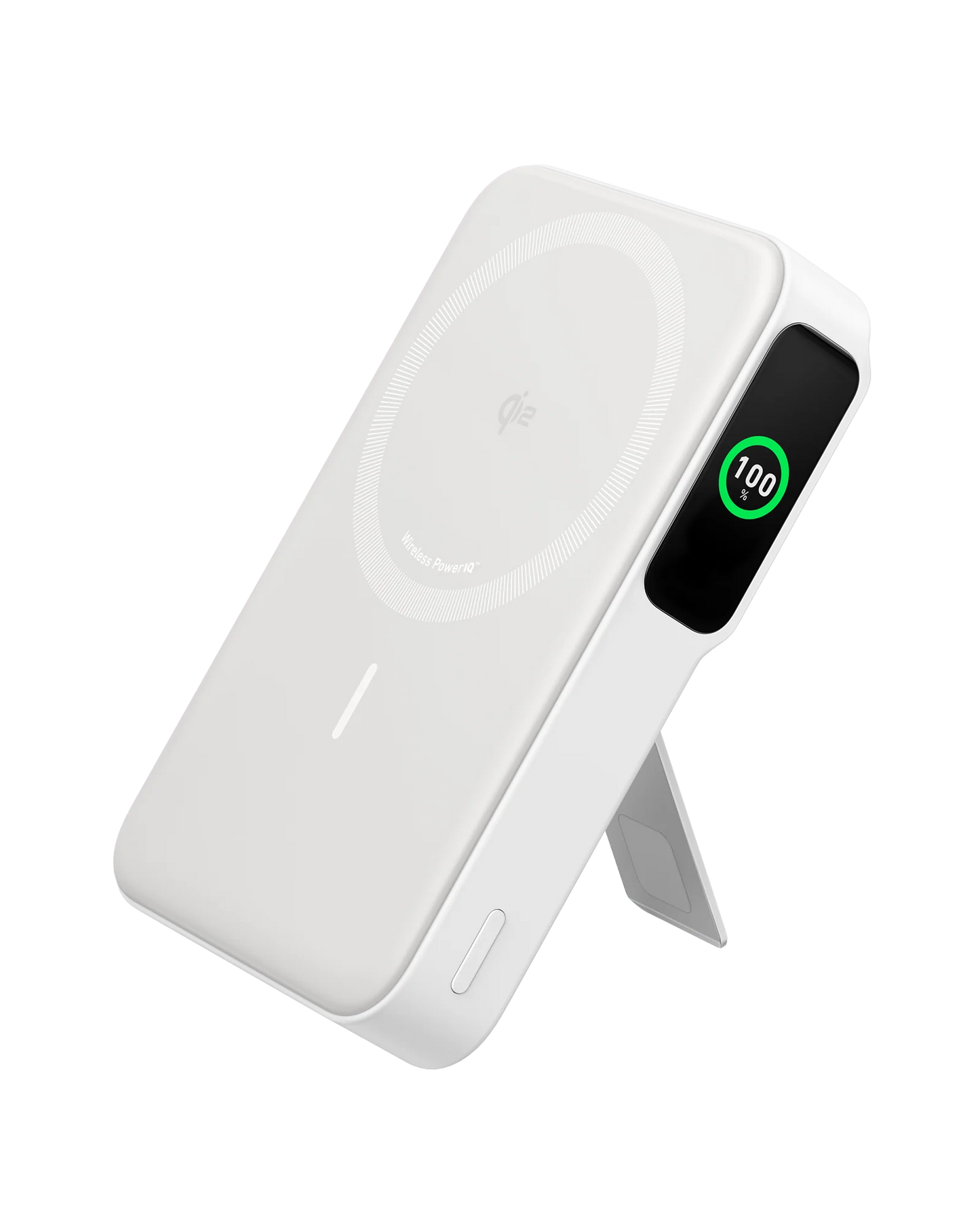 Anker MagGo Qi2 Power Bank 10K mAh 27W - باوربنك ماك سيف 15 واط مع منفذ تايب سي 27 واط 10000 ملي امبير مع ستاند وشاشة رقمية من انكر ابيض