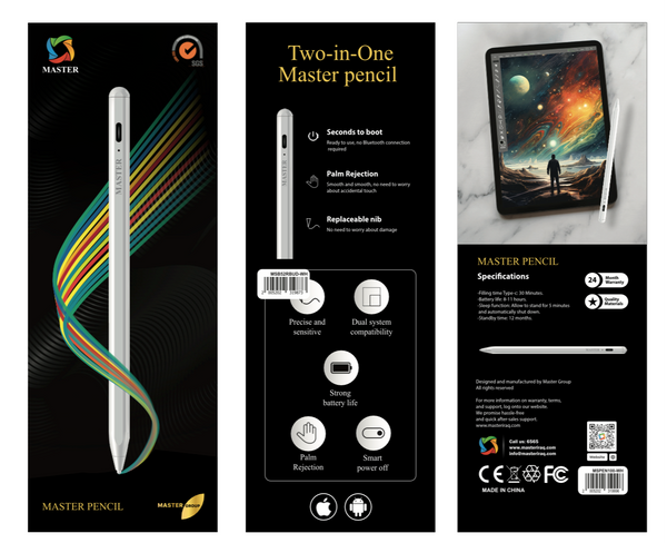 MASTER PENCIL WHITE - قلم ذكي للكتابة والرسم من ماستر ابيض
