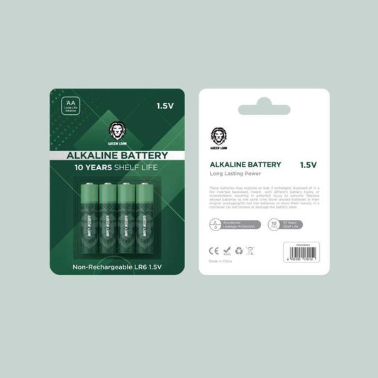 Green Lion Alkaline Battery AAA  4pcs-pack  271400mAh 1.5V Green - بطاريات ريمونت من كرين