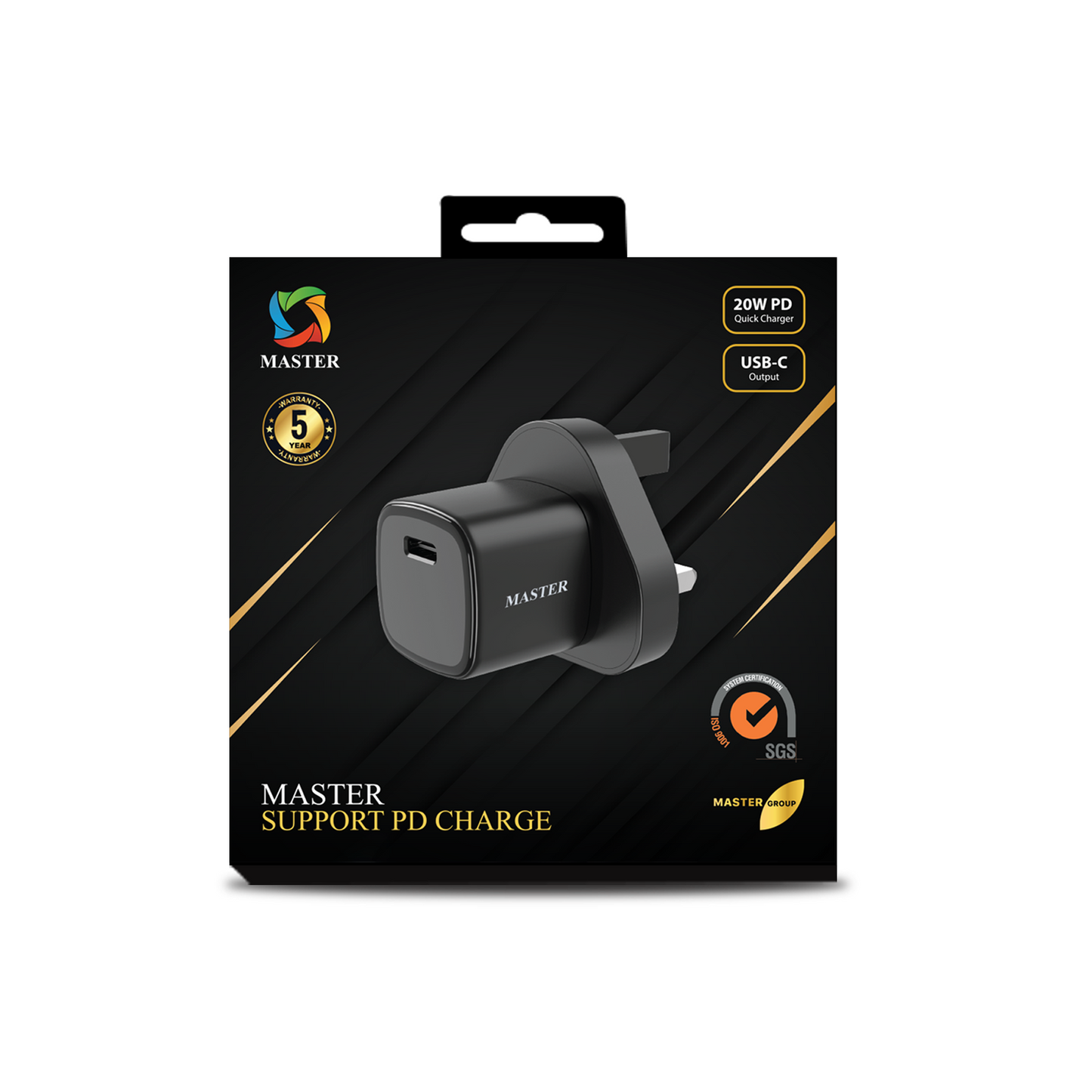 MASTER PD 20W MINI CHARGER BLACK - شاحن تايب سي 20 واط من ماستر اسود