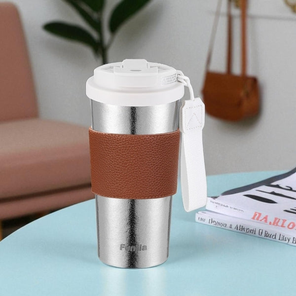 TITANIUM COFFEE/WATER THERMOS CUP CRYSTAL SILVER 520ML - كوب تيتانيوم حراري للقهوة والماء 520 مل كريستال فضي