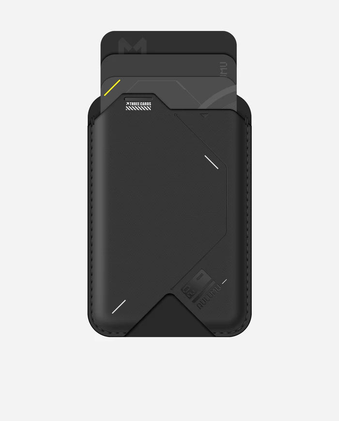 AULUMU G02 MAGNETIC FLIP WALLET AND STAND MAGSAFE COMPATIBLE BLACK - محفظة بطاقات ماك سيف مع ستاند من اولومو اسود