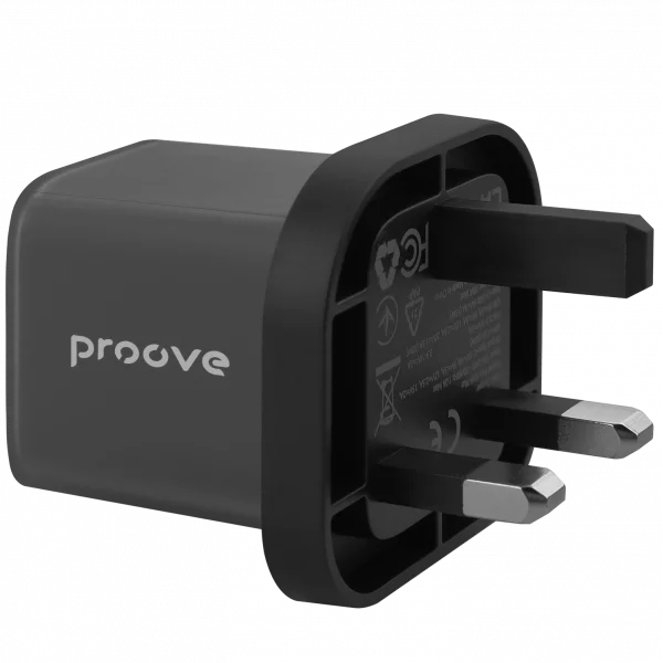 Proove Wall Charger Pure GaN 45W (Type-C + Type-C) UK black - شاحن 45 واط بمنفذين تايب سي من بروف اسود