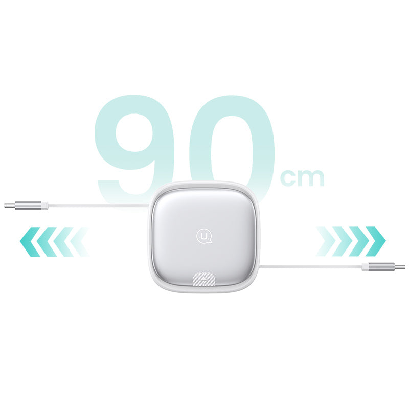 USAMS US-SJ650 U87 60W Fast Charging Cable With Multifunctional Storage Set Box silver - كابل تايب سي تايب سي 60 واط مع علبة تخزين متعددة الوظائف من يوسامس فضي