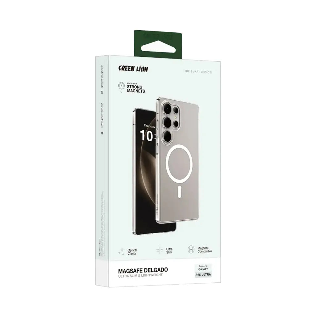 Green Lion Magsafe Delego Case S25 Ultra - كفر شفاف ماك سيف للسامسونج اس 25 الترا من كرين