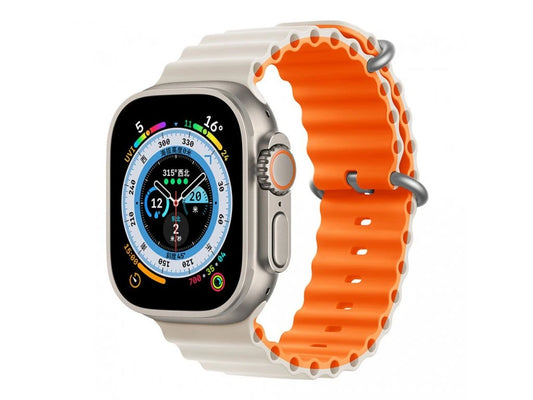 DEVIA Deluxe Series Sport6 Silicone Two-tone Watch Band starlight+orange - سير ساعات ابل من ديفيا
