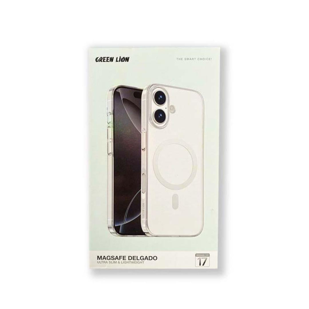 Green Lion Magsafe Delgado For iP 17 6.3" Clear - كفر ايفون 17 ماك سيف شفاف من كرين