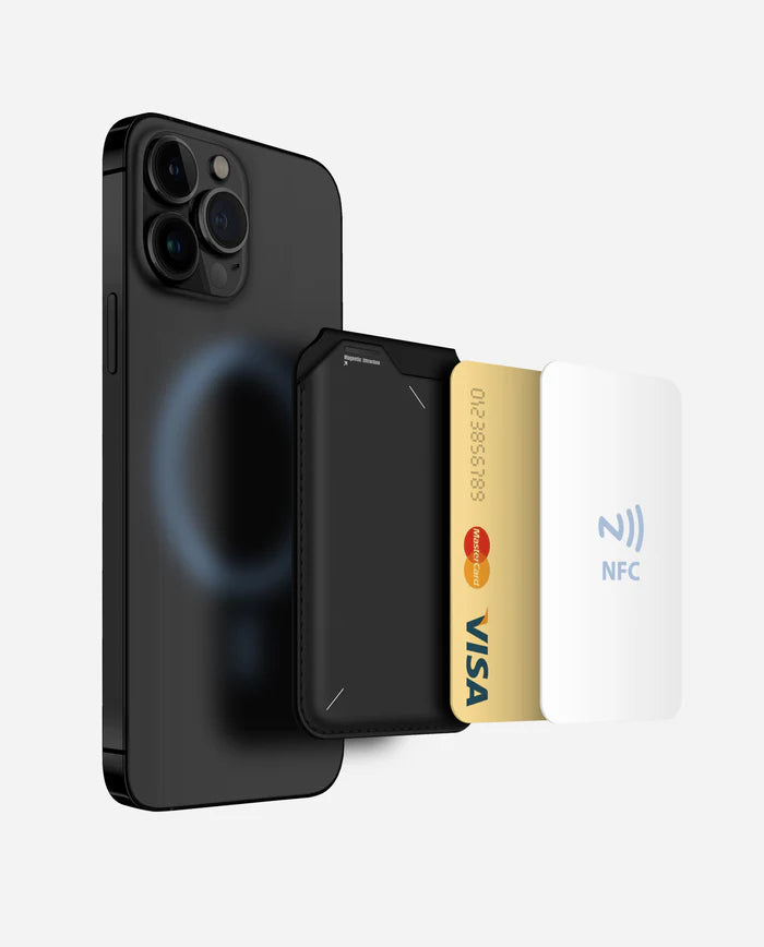 AULUMU G02 MAGNETIC FLIP WALLET AND STAND MAGSAFE COMPATIBLE BLACK - محفظة بطاقات ماك سيف مع ستاند من اولومو اسود