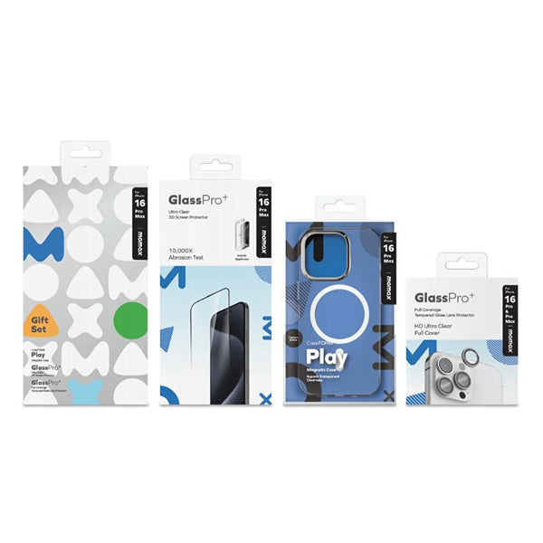 Momax Bundle Gift Set MX case 3D Screen Protector  Lens Protector - بكج اكسسوارات للايفون 16برو/بروماكس من موماكس