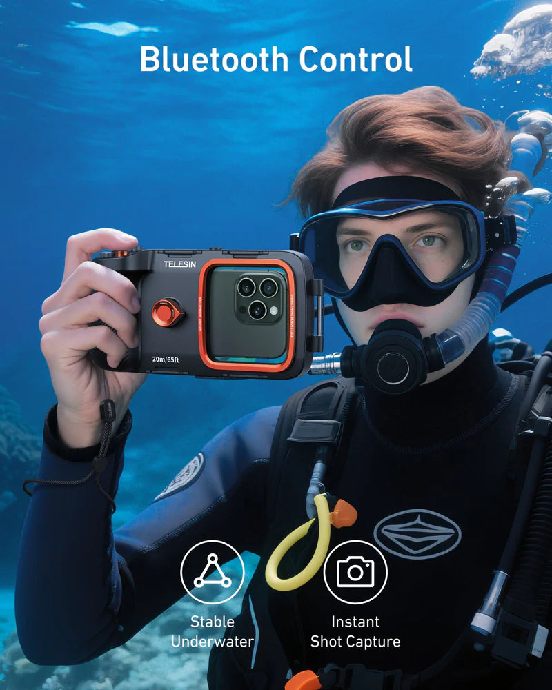 TELESIN MOBILE BLUETOOTH DIVING CASE
كفر هاتف من تيلسن مخصص للتصوير تحت الماء