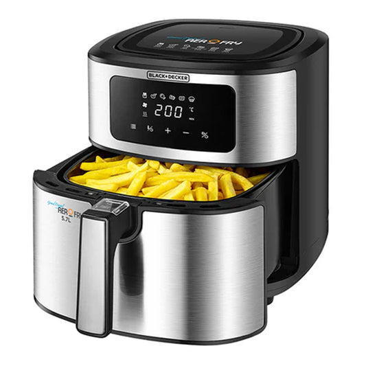 Black&Decker 6-in-1 Air Fryer 5.7L Stainless Steel AF7257-B5 - قلاية هوائية 6 في 1 بقوة 1500 واط وبسعة 5.7 لتر من بلاك اند ديكر
