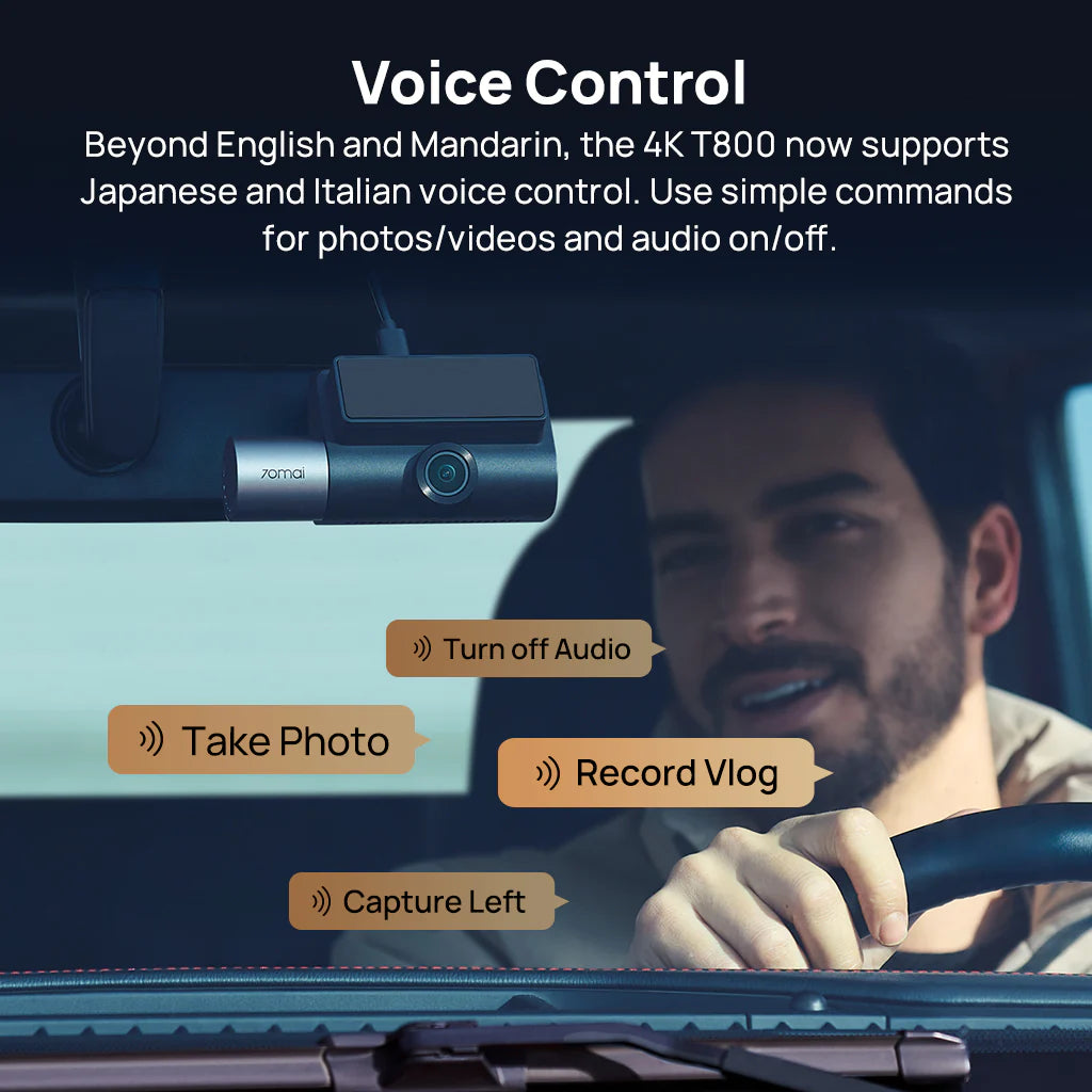 70Mai Dash Cam 4K T800 HDR Set - كاميرا سيارة امامية + خلفية من شاومي