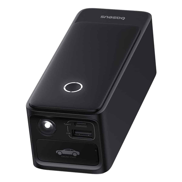 BASEUS SUPER ENERGY ALPHA SERIES JUMP STARTER 600A COSMIC BLACK - جهاز تشغيل بطارية السيارة 600 امبير مع باوربنك 6000 ملي امبير ومصباح ليلي من باسيوس