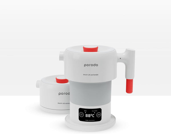 Porodo Lifestyle 850W Kettle with Digital Display and BS Plug 600ml White - غلاية كهربائية محمولة قابلة للطي 850 واط 600 مل مع شاشة رقمية من بورودو