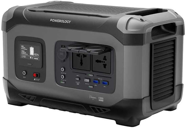 Powerology Portable Power Generator 392000mAh 1300W PD 60W Black - مولد طاقة 392000 ملي امبير 1300 واط مع منافذ للشحن من باورولوجي