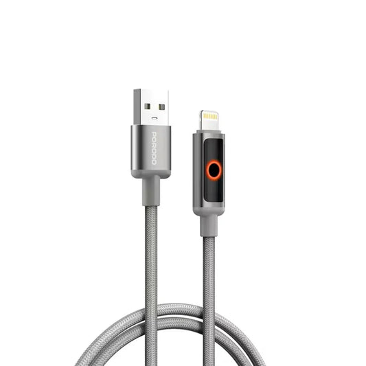 Porodo ChargeLite USB-A To Lightning High-Speed Charging Cable Grey - كيبل يو اس بي ايفون من بورودو رمادي