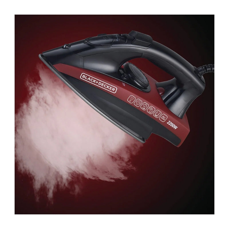 Black&Decker X2200-B5 2200W STEAM IRON WITH NONSTICK SOLEPLATE  - مكوى بخارية 2200 واط مع قاعدة غير لاصق من بلاك اند ديكر