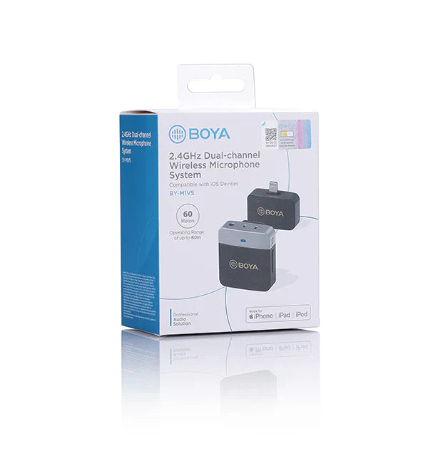 BOYA Wireless Lavalier Microphone for iPhone iPad Professional Plug Play Cordless Clip - نك مايك لاسلكي لايتننغ من بويا