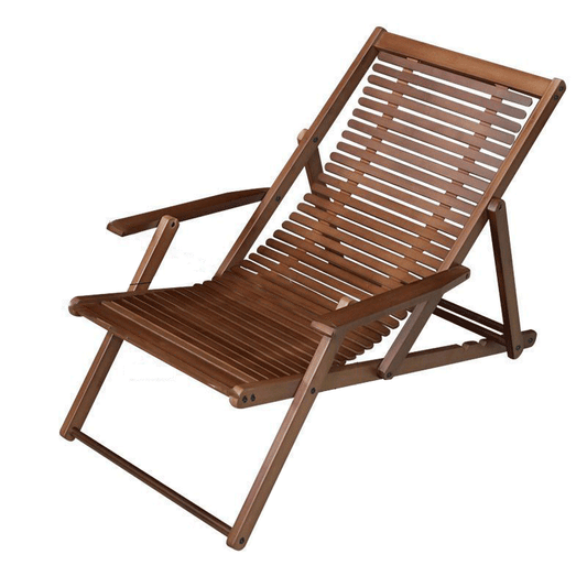 BAMBOO LOUNGE CHAIR - كرسي استرخاء قابل للطي من الخيزران الطبيعي مع 5 وضعيات تعديل لون جوزي