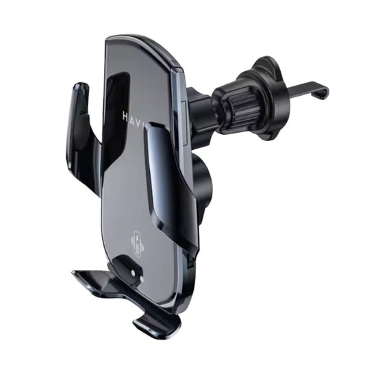 Havit W3034 Wireless Charging and Car Holder Black - ستاند سياره وشاحن لاسلكي من هافيت اسود