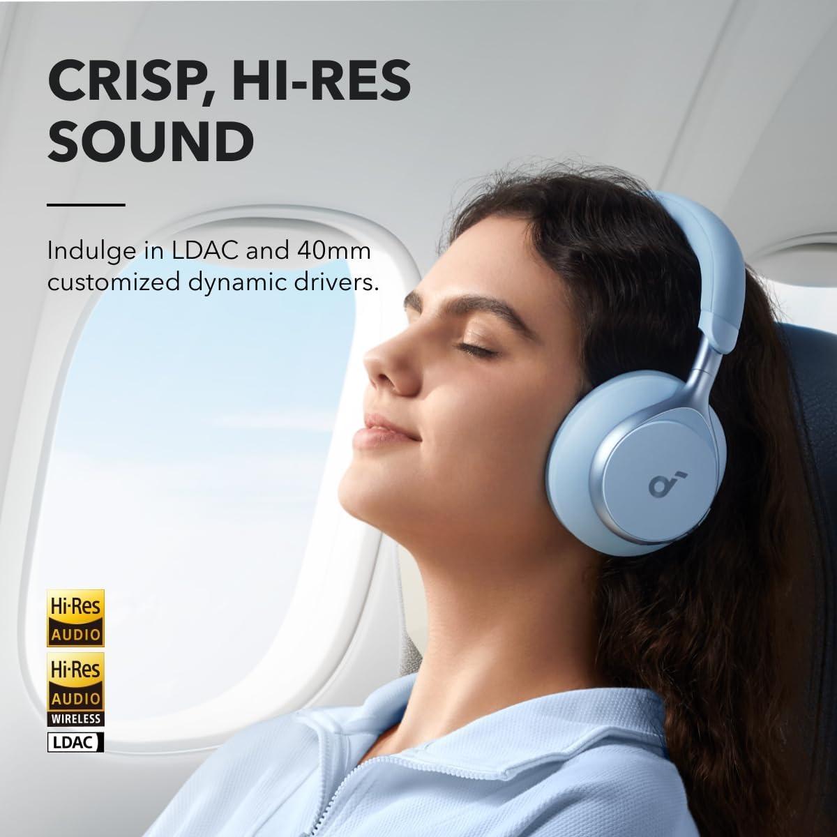 ANKER SOUNDCORE SPACE ONE BLUE  - سماعات هيدسيت لاسلكية من انكر ازرق