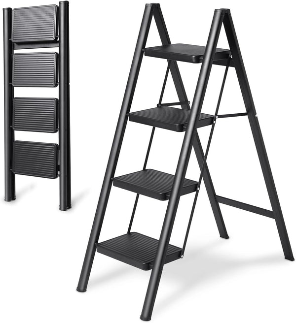 HOME FOLDING LADDER BLACK 4 STEP - سلم منزلي قابل للطي بـ4 درجات