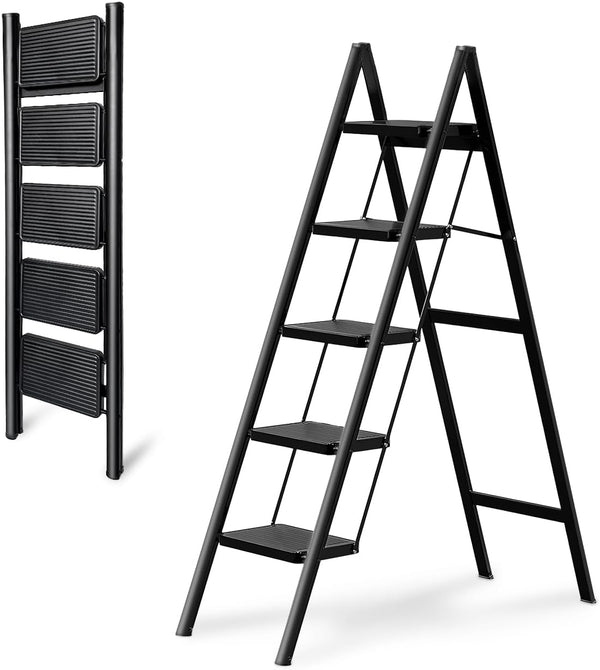 HOME FOLDING LADDER BLACK 5 STEP - سلم منزلي قابل للطي بـ5 درجات