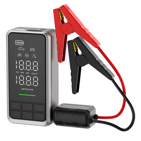 Proove Car Jump Starter  2 in 1 Air Jump + Pump 10400mAh 1000A gray - جهاز تشغيل بطارية السيارة مع منفاخ هواء 2 في 1 من بروف