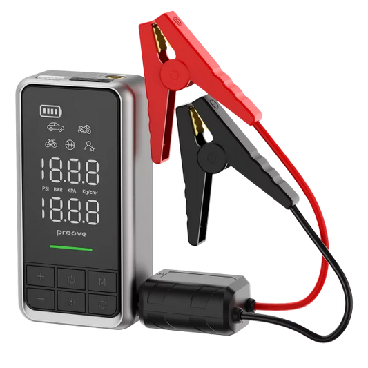 Proove Car Jump Starter  2 in 1 Air Jump + Pump 10400mAh 1000A gray - جهاز تشغيل بطارية السيارة مع منفاخ هواء 2 في 1 من بروف