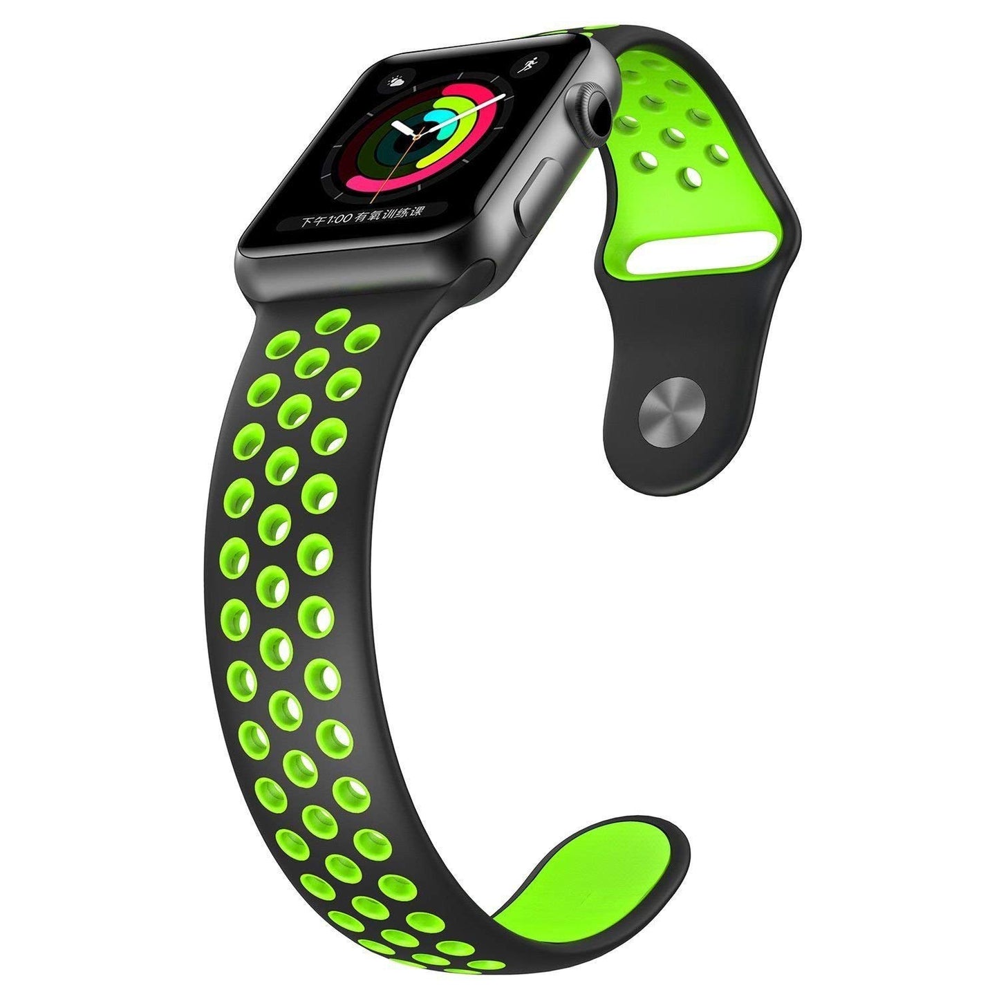 NIKE STRAP FOR APPLE WATCH 42-49MM BLACK/GREEN - سير ساعات ابل مقاس 42-49 مم اسود/اخضر
