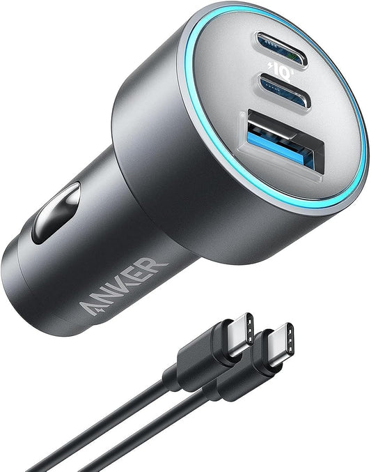 ANKER 535 CAR CHARGER 67W WITH CABLE  -شاحن سيارة 67 واط مع كيبل تايب سي تايب سي من انكر