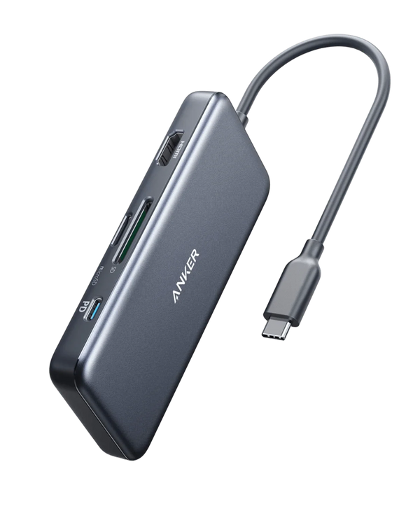 Anker PowerExpand+ 7-in-1 USB-C PD Media Hub Gray - توصالة تايب سي 7 في 1 من انكر