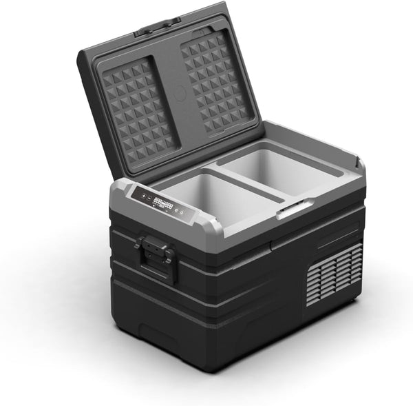 POWEROLOGY SMART DUAL COMPARTMENT PORTABLE FRIDGA & FREEZER 37.5L 60W 15600MAH  - ثلاجة وفريزر محمول ذكي بمقصورة مزدوجة سعة 37.5 لتر 15600 ملي امبير 60 واط من باورولوجي