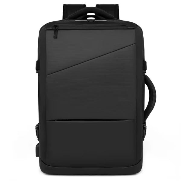 OMASKA WATER PROOF WITH HANDLE BAG BLACK - حقيبة ظهر رجالية بسعة كبيرة ومتعددة الوظائف مزودة بمنفذ يو اس بي للكمبيوتر مناسبة للسفر والعمل والاستخدام اليومي من اوماسكا اسود