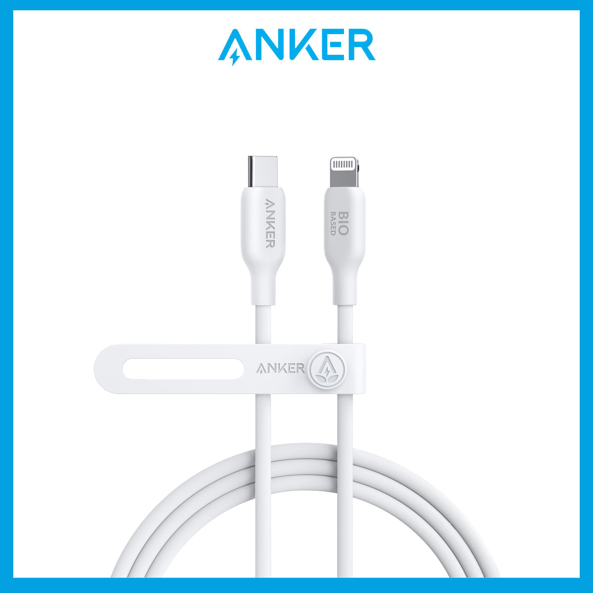 Anker 542 USB-C to Lightning Cable (Bio-Based) 3ft - كيبل تايب سي لايتننغ 30 واط من انكر ابيض