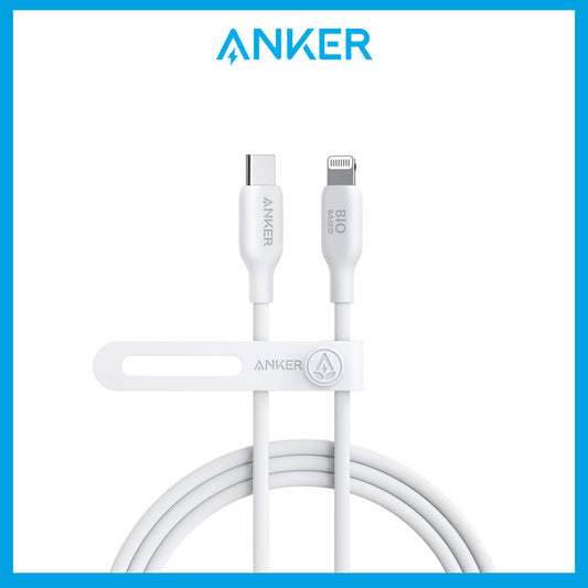 Anker 542 USB-C to Lightning Cable (Bio-Based) 3ft - كيبل تايب سي لايتننغ 30 واط من انكر ابيض