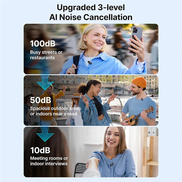 BOYA MINI SIZE & AI NOISE CANCELLING - نك مايك صغير لاسلكي مع خاصية الغاء الضوضاء بالذكاء الاصطناعي من بويا