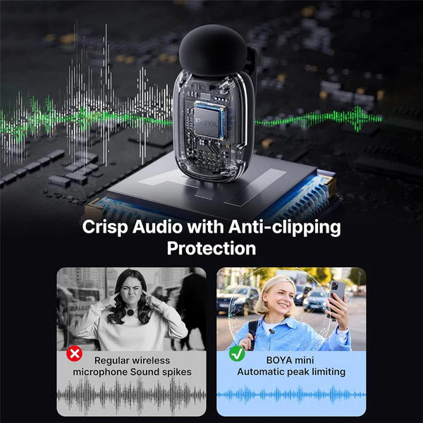 BOYA MINI SIZE & AI NOISE CANCELLING - نك مايك صغير لاسلكي مع خاصية الغاء الضوضاء بالذكاء الاصطناعي من بويا