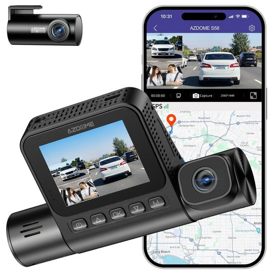 Azdome DashCam S58 3 Channels 4K - كاميرا سيارة ثلاثية القنوات 4K من ازدوم