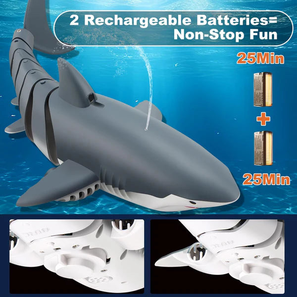 4DRC REMOTE CONTROL GREAT WHITE SHARK SHARK SET ORDINARY VERSION DOUBLE ELECTRIC - لعبة القرش الكهربائية بتقنية التحكم عن بعد للاطفال