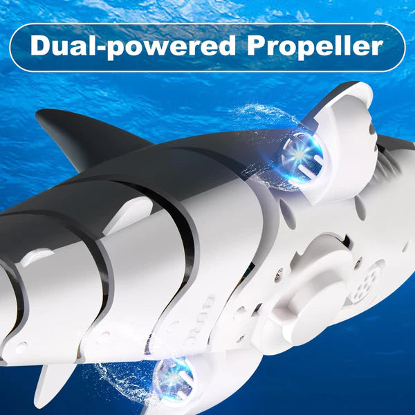 4DRC REMOTE CONTROL GREAT WHITE SHARK SHARK SET ORDINARY VERSION DOUBLE ELECTRIC - لعبة القرش الكهربائية بتقنية التحكم عن بعد للاطفال