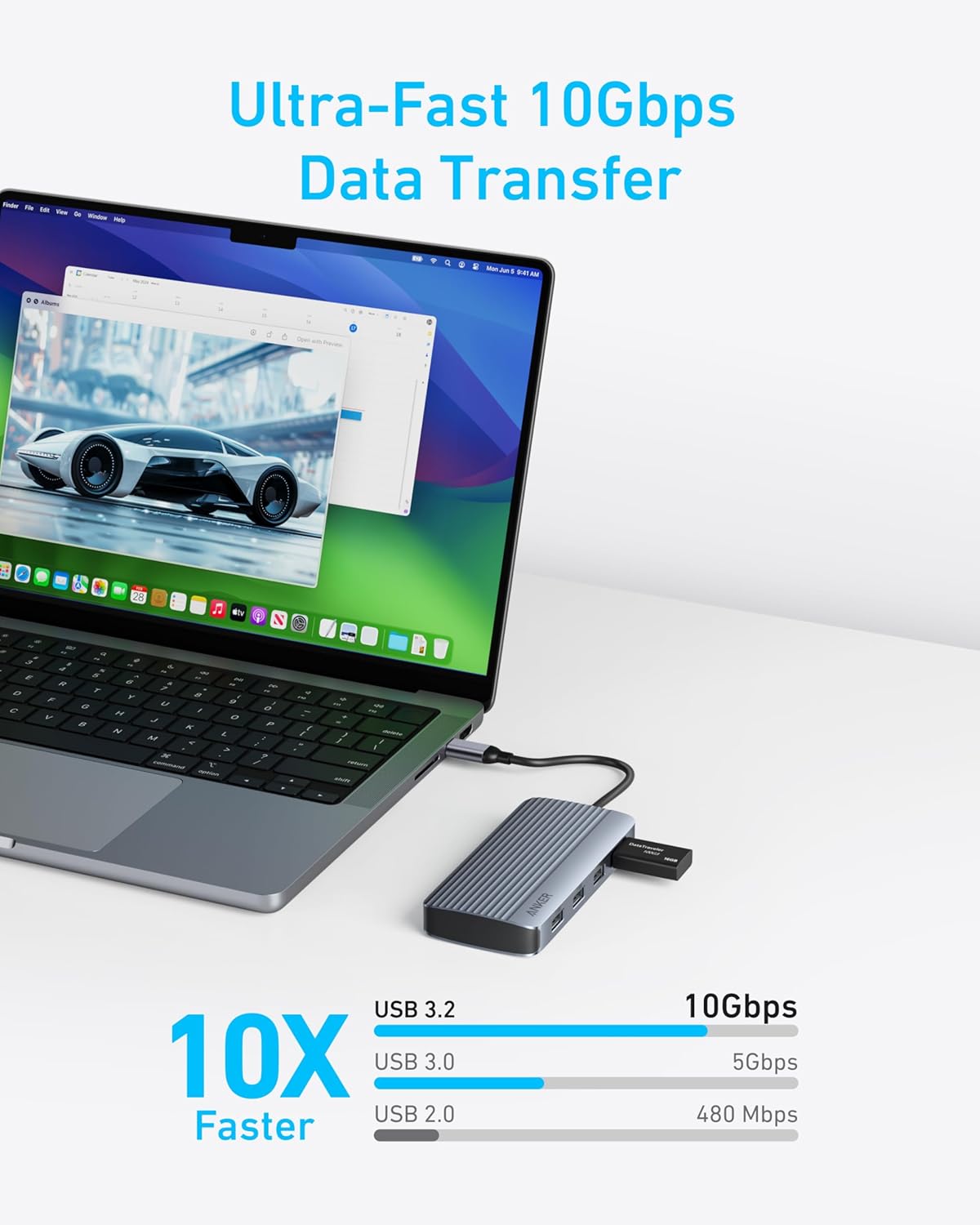 Anker USB-C Hub (7-in-1, Dual Display) Gray - توصالة تايب سي 7 في 1 من انكر