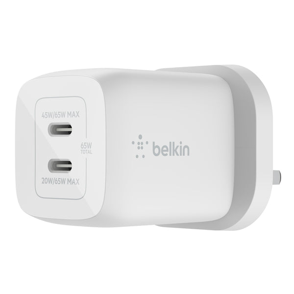 Belkin 65W DUAL USB-C GAN WALL CHARGER WITH PPS - شاحن تايب سي 65 واط من بيلكن