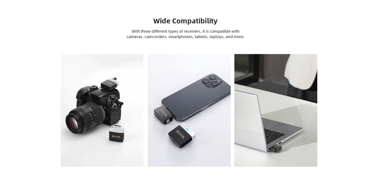 BOYA Wireless Lavalier Microphone for iPhone iPad Professional Plug Play Cordless Clip - نك مايك لاسلكي لايتننغ من بويا
