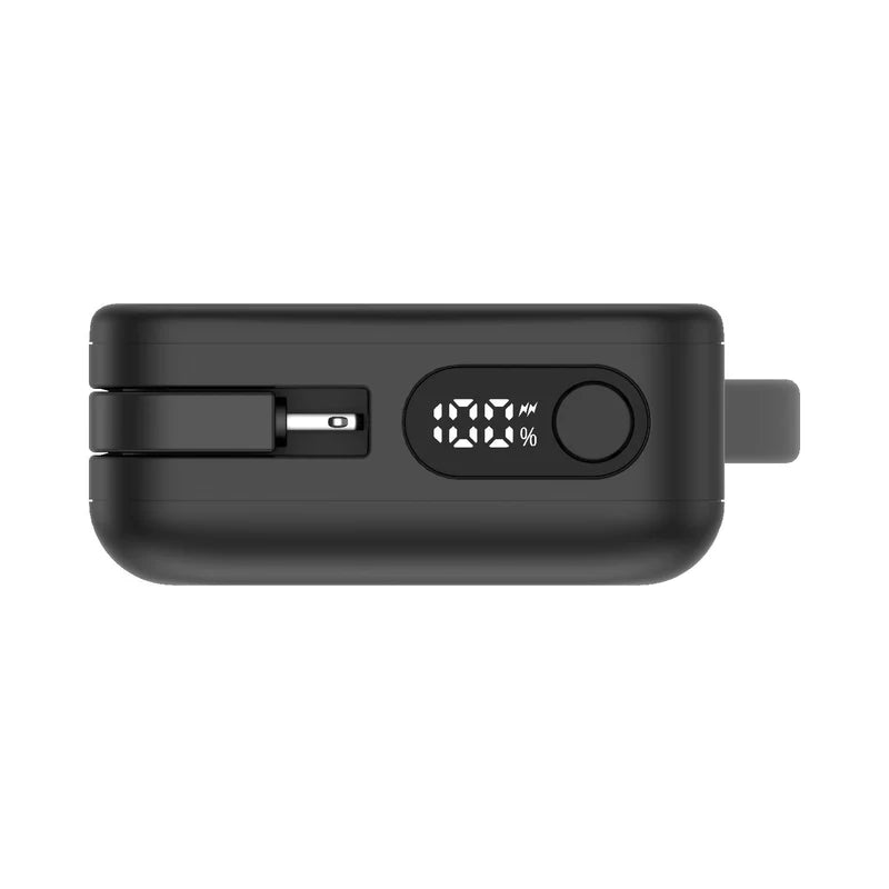 Momax Power Vital+ 10000mAh Battery Pack with Built-in USB-C and Lightning Cable Black - باوربنك 10000 ملي امبير مع كيبل تايب سي و لايتننغ مدمجين من موماكس