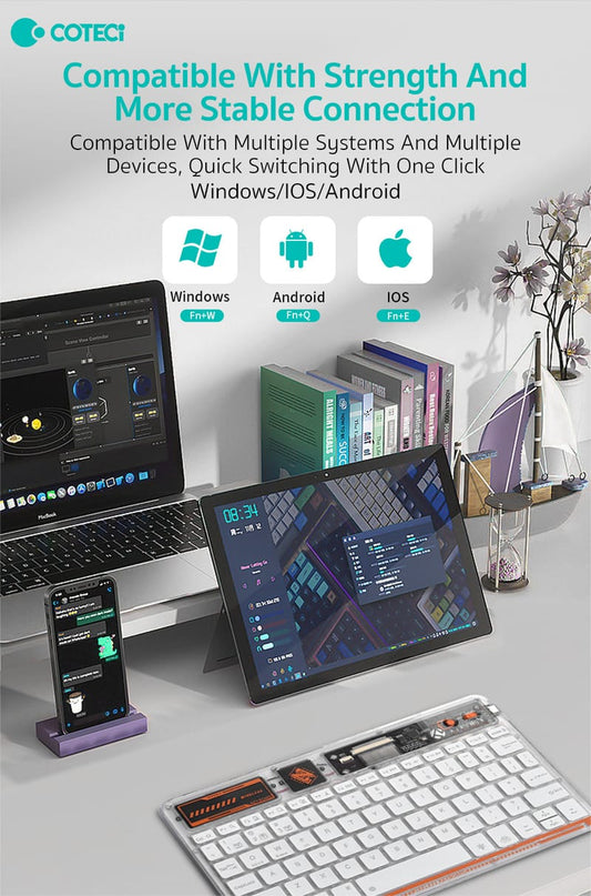 COTECI PUNK WIRELESS KEYBOARD TRANSPARENT 84012 - كيبورد لاسلكي من كوتي اسود