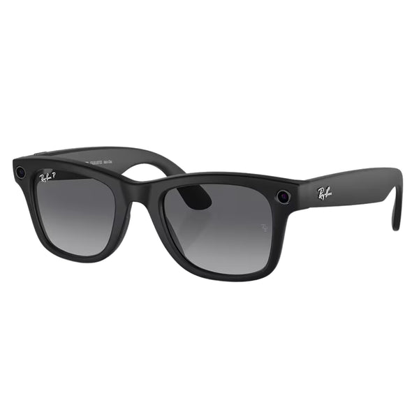 RAYBAN WAYFARER MATTE BLACK POLAR GRADIENT GRAPHITE - نظارات ذكية من راي بان لون الاطار اسود طافي والعدسات جرافيت