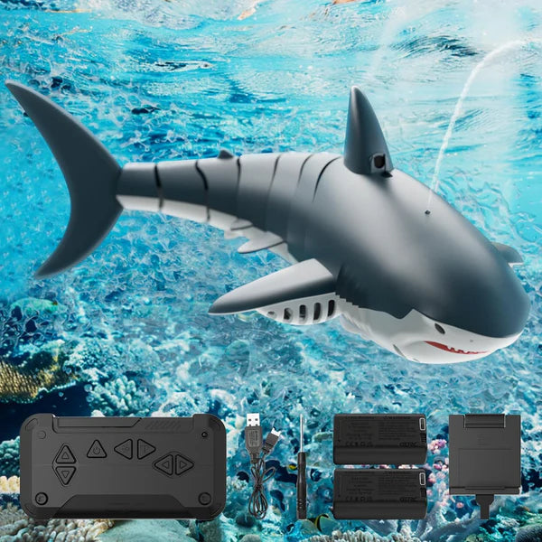 4DRC REMOTE CONTROL GREAT WHITE SHARK SHARK SET ORDINARY VERSION DOUBLE ELECTRIC - لعبة القرش الكهربائية بتقنية التحكم عن بعد للاطفال
